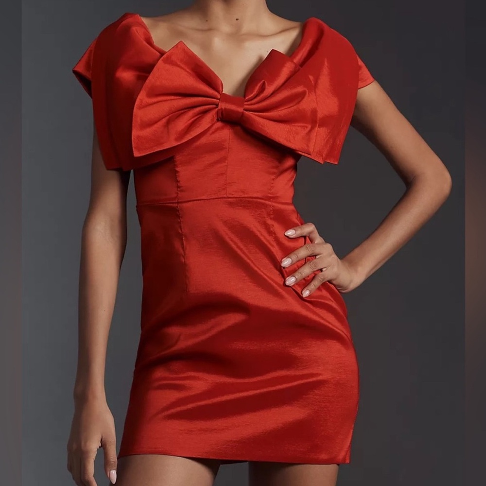 NWT Anthropologie Bardot Red Bow Mini Dress Size 4
